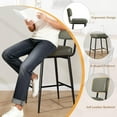 thumbnail image 5 of Upholstered Counter Height Bar Stools Set of 2, with Backrest & Footrest, Thick Cushion, Metal Legs, Green, 5 of 9