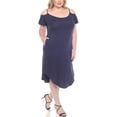 thumbnail image 2 of White Mark Casual Scoop Neck Flutter Sleeve Knee Length Dress, Women's Plus, 1X-3X, 2 of 6