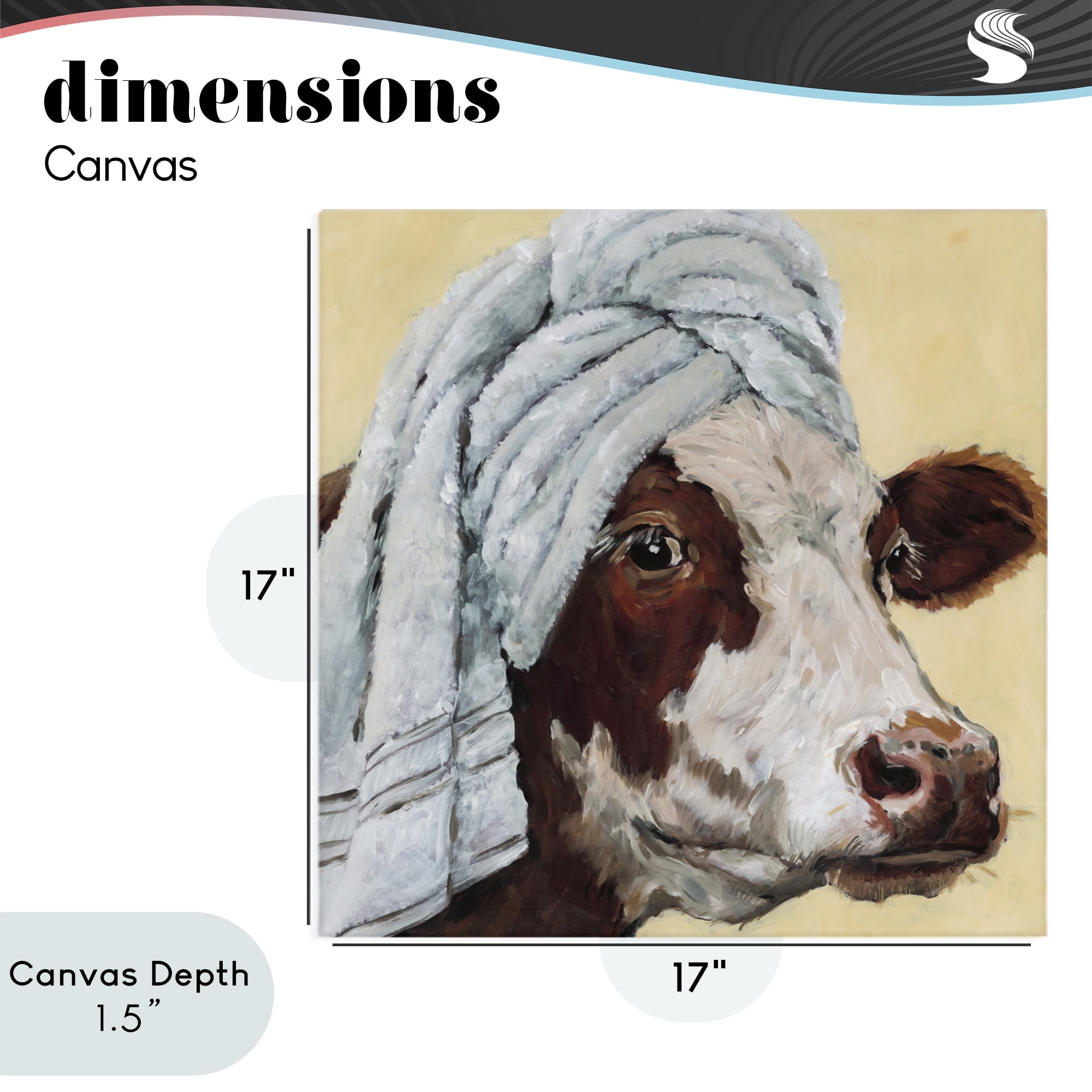 Stupell Industries Cow Spa with Towel Canvas Wall Art, design by Studio Bautista