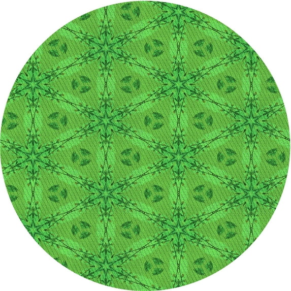 Ahgly Company Machine Washable Indoor Round Transitional Lime Green Area Rugs, 4' Round