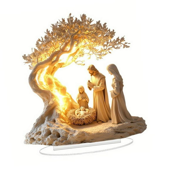 QSTDGVPW Christmas Statue Jesus Birth Figurine Collection Gift Acrylic Sculpture Ornament