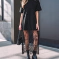 thumbnail image 3 of Women Casual T-Shirt Dress Short Sleeve Loose Fit With Lace Splicing Maxi Dress, 3 of 16