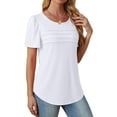thumbnail image 4 of Fantaslook Women Blouses Dressy Casual Summer Short Sleeve Shirts Crew Neck Pleated Tunic Tops, 4 of 9