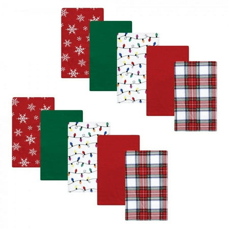 UPC: 0660168146677 | Hudson Baby Unisex Baby Cotton Flannel Burp Cloths White Tartan One Size