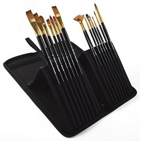 Watercolor Painting Kit PROFESSIONAL ARTIST PAINT BRUSH SETS Wide Variety 15 Piece Paintbrush Kits For Acrylic, Oil, Watercolor and Face Painting Canv ()