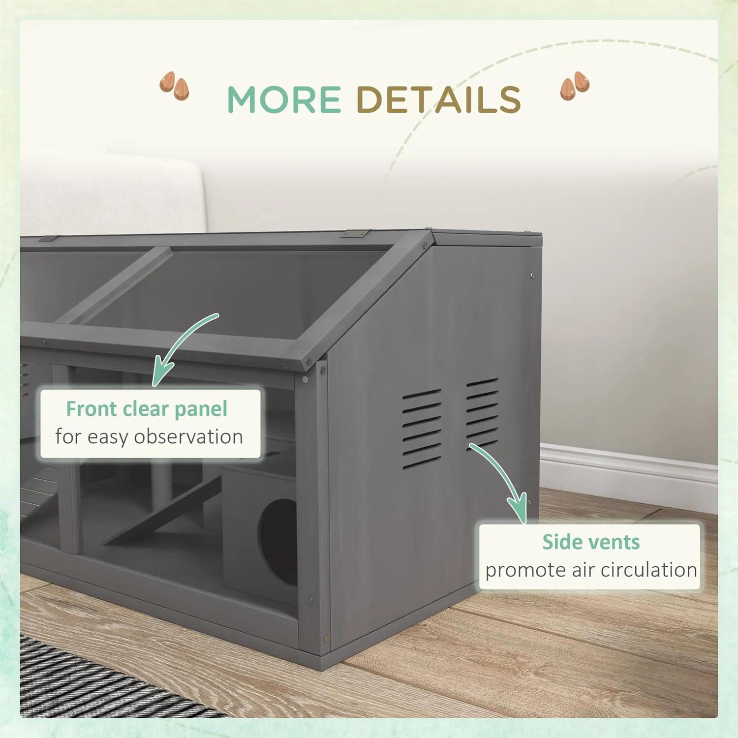 Pefilos Wooden Hamster Cage with Suspension Bridge, Ladders, Seesaws, Water Bottle, Small Animal Cage for Syrian Hamsters Degus or Other Similar, Gray