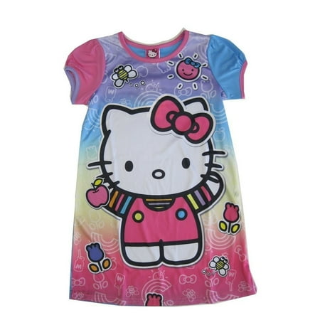 Hello Kitty Nightgown - Sanrio Little Girls Pink Blue Hello Kitty Print Short Sleeved Nightgown 6