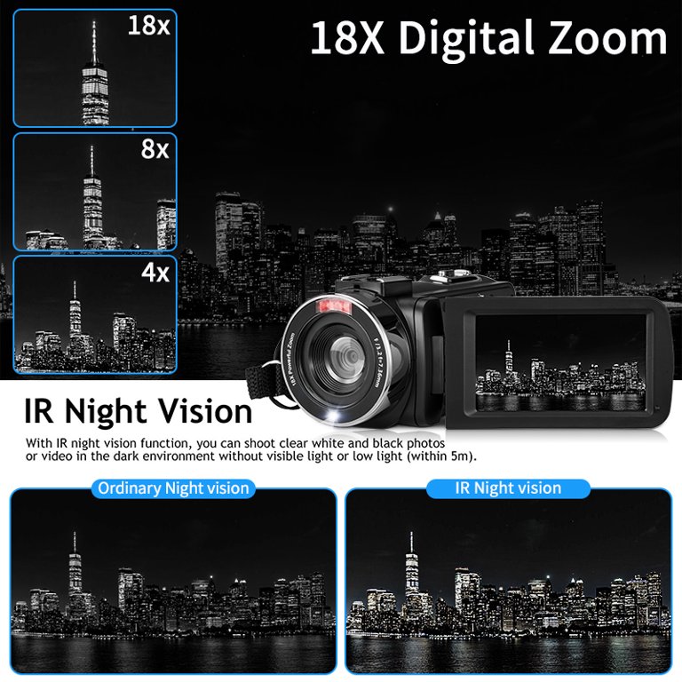 Camara de Video Professional 4k 18X Vlogging IPS 48MP 3.0