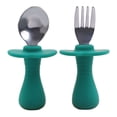 thumbnail image 1 of Juego de cuchara y tenedor para niños pequeños, cuchara para bebés, vajilla para niños pequeños con autoalimentación, tenedor y cuchara de acero inoxidable, 1 of 5