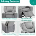 thumbnail image 5 of YSNW Push Back Kids Recliner Chair with Footrest & Cup Holders, Push Back Toddler Recliner with Cup Holder,Microfiber Kids' Recliners for Age 3+,Gray, 5 of 11