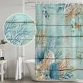thumbnail image 5 of Teal Beach Coastal Shower Curtain, Waterproof Shower Curtains for Bathroom, Summer Nautical Coral Shell Botanical Vintage Washable Fabric Bathtub Curtain Set Bath Decor with 12 Hooks 48"x72", 5 of 8