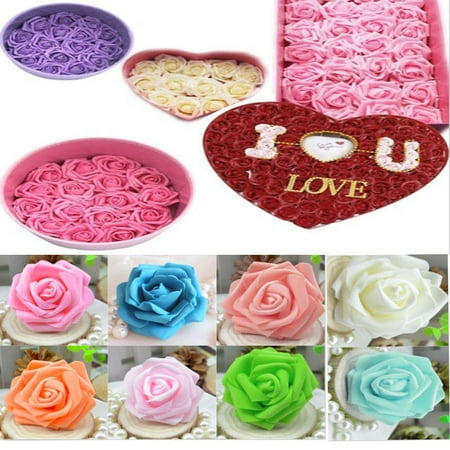 - 50 Foam Rose Heads Artificial Flowers Wedding Bride Bouquet Party Decor DIY