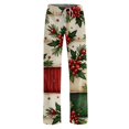 thumbnail image 5 of Lumtrix Womens Christmas Pajama Pants Cute Funny Holly And Berries Printed Pajamas Bottoms Comfy Elastic Waist Palazzo Pants Fall Pajamas Red 2XL, 5 of 6