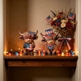 thumbnail image 4 of Cififendec 2Pcs 4th of July Highland Cow Figurines, 4.92"×3.35", Patriotic 2D Printed Wooden Highland Cow Tabletop Decor, Red White Blue Ornaments for Independence Day Home Decor, 4 of 5