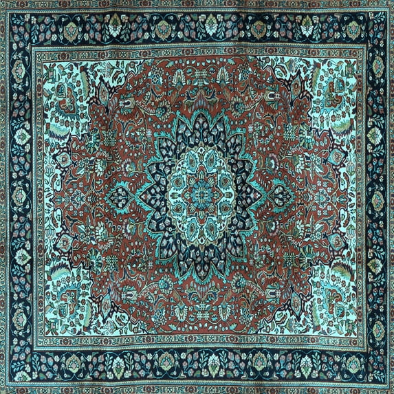 Ahgly Company Indoor Square Persian Light Blue Traditional Area Rugs, 5' Square