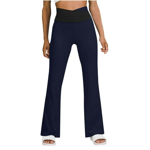 ABATAB Yoga Pants for Women Casual Loose Cozy Fleece Linen Flare Pants Comfy Lounge Fashion Workout Bell Bottom with Pockets