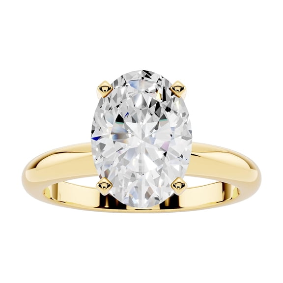 Bling Craft 14K Yellow Gold Plated 925 Sterling Silver 2 CT 10x7.1MM Oval Cut Solitare Moissanite Engagement Rings for Women - Moissanite Wedding Band for Women - Promise Rings Size 6.5
