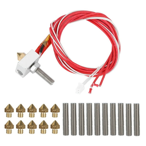 Extrusora de impresora 3D NikouMX con bloque calefactor de aluminio 10 tubos de 30 mm y 10 boquillas de 0,4 mm