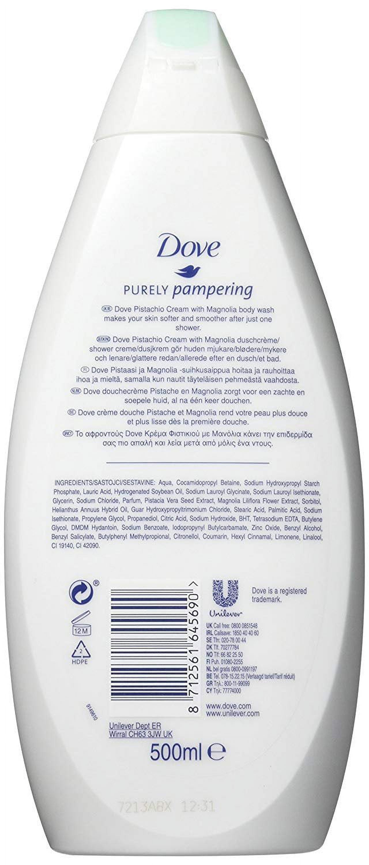 Dove Purely Pampering Body Wash, Pistachio Cream with Magnolia, 16.9 Ounce (Each)