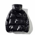 thumbnail image 2 of Men's Hooded Puffer Jacket Full Zip Quilted Puffer Winter Coat Warm Outerwear with Multi Pocket,Windproof Comfy Daily Wear,Black,L, 2 of 6
