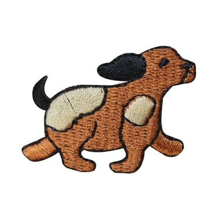 ID 2846A Cute Spotted Puppy Running Patch Pet Dog Embroidered Iron On (Best Place To Put Thrive Patch)