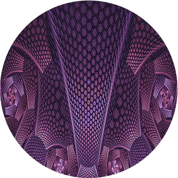 Ahgly Company Machine Washable Indoor Round Transitional Deep Purple Area Rugs, 3' Round