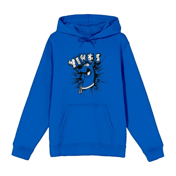 Scooby-Doo Yikes Adult Blue Long Sleeve Hoodie-3XL