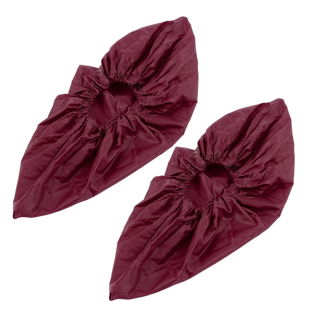 Pair Elastic Cuff Burgundy Nylon Waterproof Rain Boots Overshoe Shoe Covers by Unique-Bargains