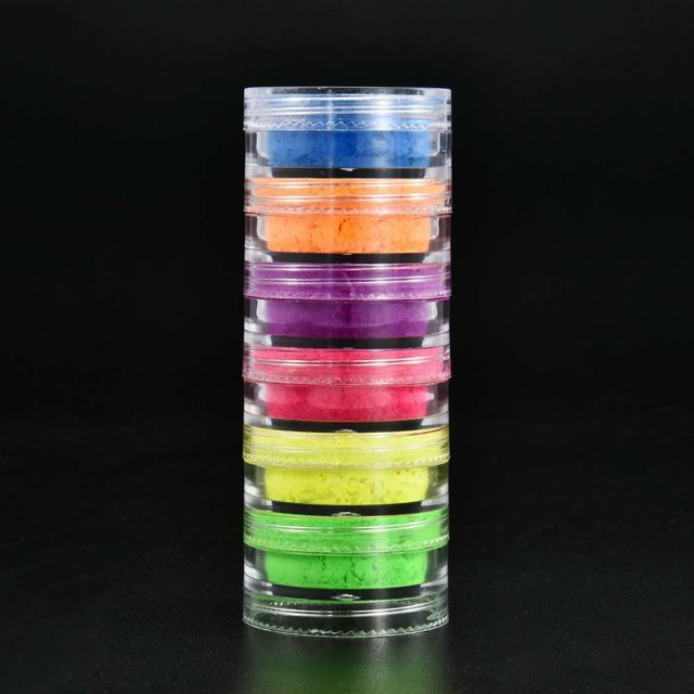 Polvo de sombra de ojos para decoración de uñas, pigmento de neón de larga duración, resistente al agua, fácil de usar, herramienta de maquillaje de ojos, 6 colores qym unisex
