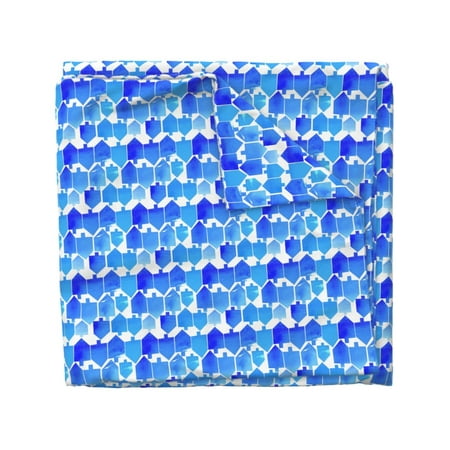 Blue Dreidel Watercolor Holiday Hanukkah Chanukah Sateen Duvet Cover by Roostery - 0 ...