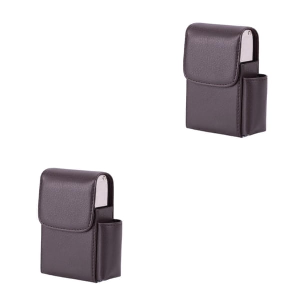 Transemion Boîte à Cigarette Légère et Portable avec Étui pour Carte de  Visite Application Grand Étui à Cigarette en PU Litchi Marron 2Ensemble
