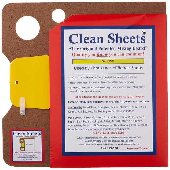 Clean Sheets - CLN-CS100 Pad de Mélange Supérieur (12x12) - 100 Feuilles Jetables pour les Travaux les Plus Difficiles, Transparent