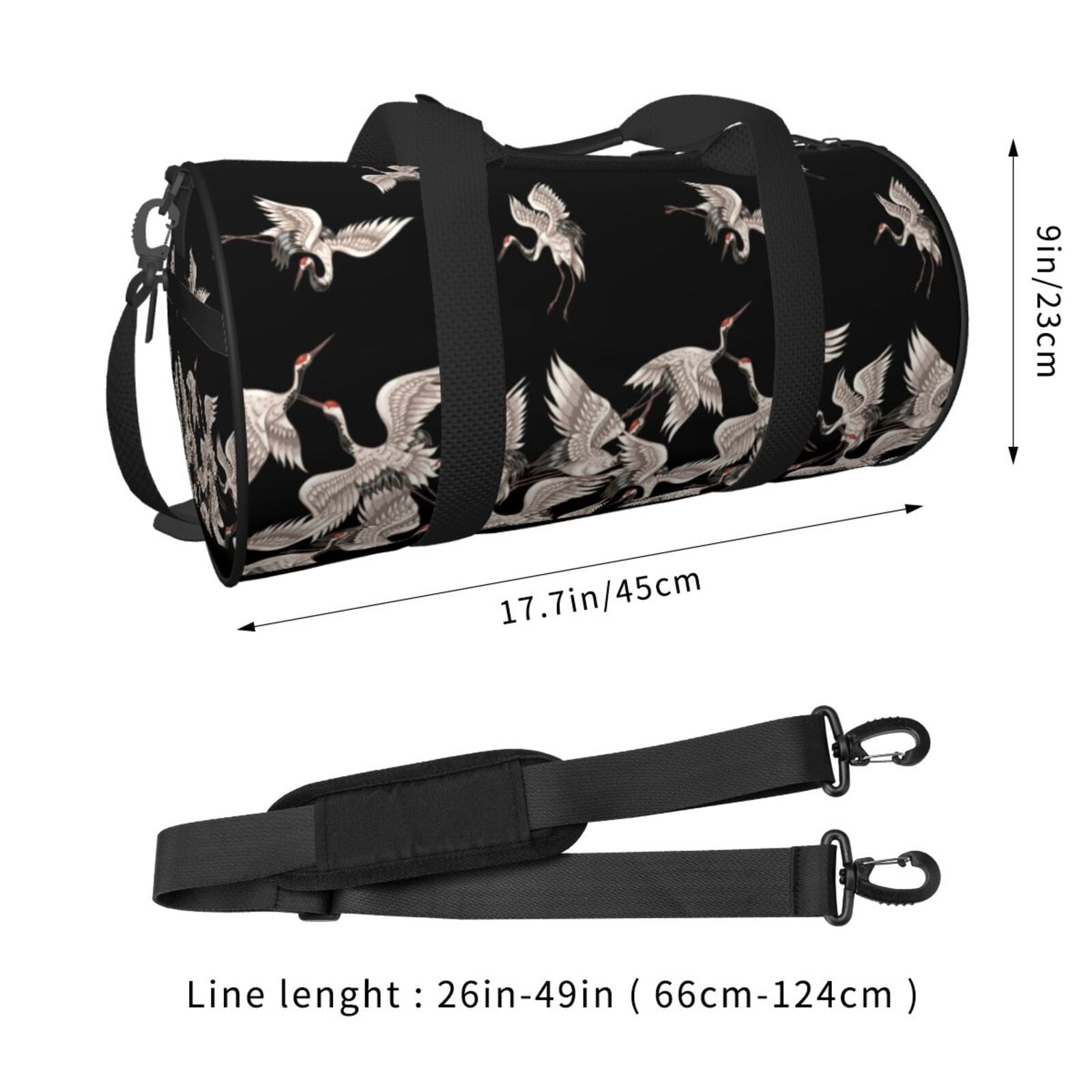 Vsdgher Japanese White Crane 45L Foldable Duffel Bag, Sports Gym Bag,Overnight Bag, Portable Weekender Bag for Airplanes