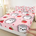thumbnail image 3 of Castle Fairy Cute Hedgehog Girl 3pcs Twin Sheet Sets,Red Strawberry Twin Fitted Sheet,Polka Dots Breathable Flat Sheet,Ultra Soft Home Decor, 3 of 7
