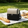 thumbnail image 2 of Lunch Bag Oxford Cloth Dual Compartment Insulated Thermal Cooler Tote with Adjustable Shoulder Strap Front Pocket for Office Picnic Navy by Xuniizn, 2 of 7