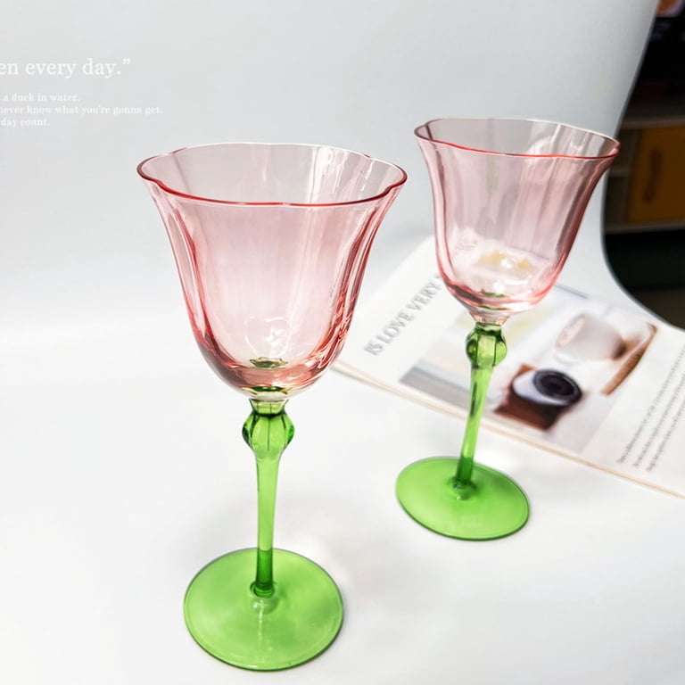 Cute Unique Vintage Wine Glasses, Pink Flower Colorful Wine Glasses,  320ml/11oz Pink Flower Design Champagne Glasses-A-320ml/11oz - Walmart.com