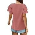 thumbnail image 6 of Scyoekwg Womens Summer Tops Short Sleeve Going Out Tops Ladies Blouses Dressy Casual Womens Summer Fashion Cute T Shirts Loose Trendy, 6 of 7