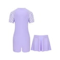 thumbnail image 2 of TTAO Girls 2Pcs Swimsuit Short Sleeve Rashguard Set UPF 50+ Front Zipper Swimwear with Cute Princess Skirt Purple 4XL, 2 of 7
