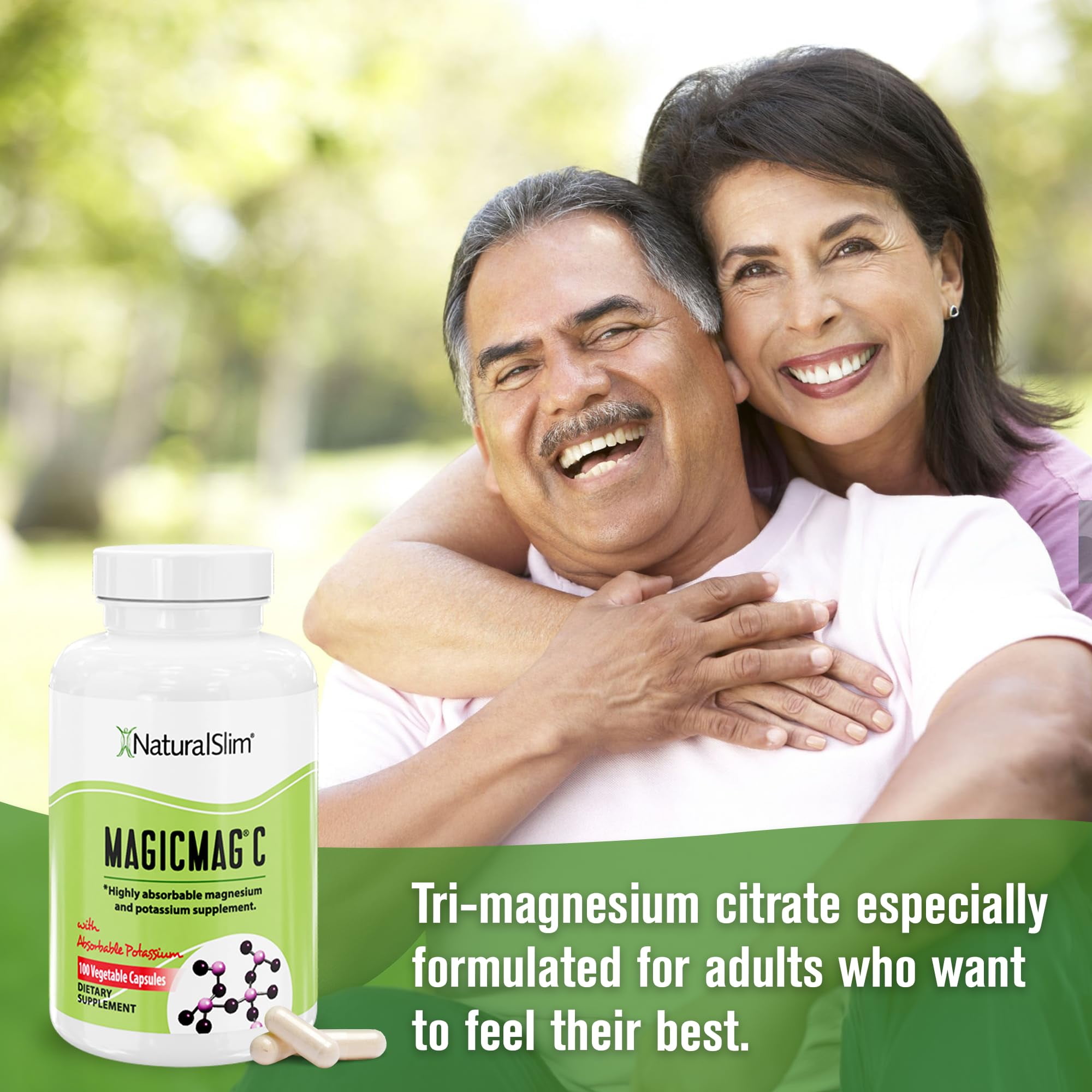 NaturalSlim MagicMag®C - Anti Stress Magnesium Citrate Capsules w/ Potassium, 100 Ct