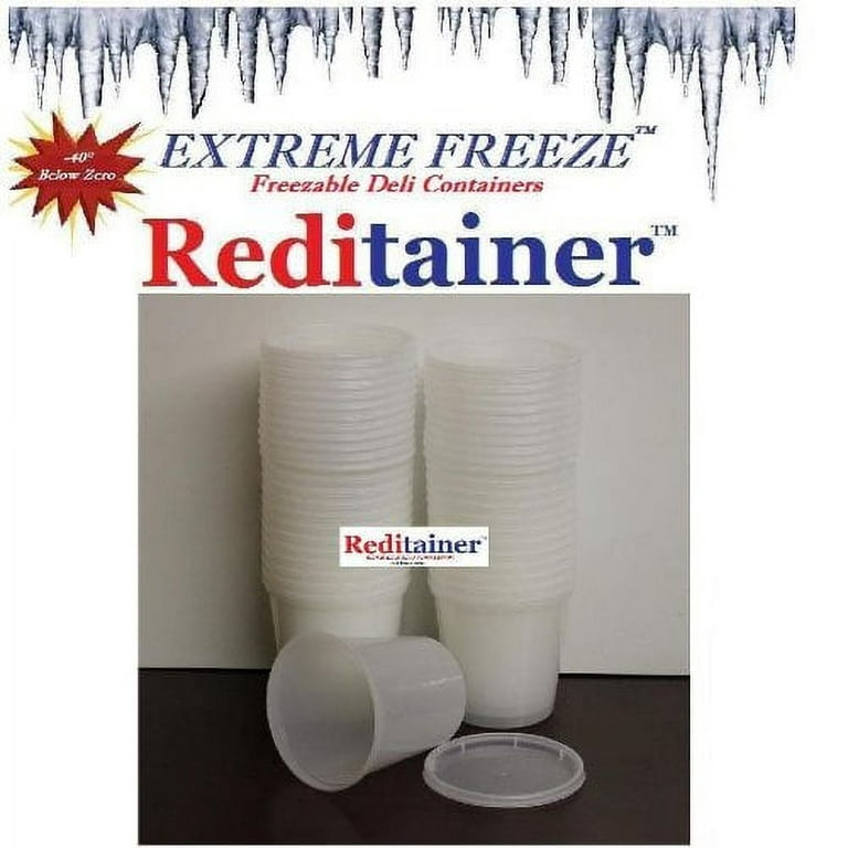 Extreme Freeze RTEF0864 Reditainer 64 oz. Freezeable Deli Food Containers w/ Lids - Package of 8 - Food Storage