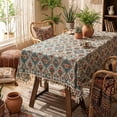 thumbnail image 4 of Fesfesfes Boho Tablecloth for Square Tables,Fringed Edges with Geometric Pattern Tablecloths,Floral Table Cover Cloth Decorative for Kitchen Dining Room, 4 of 6