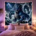 thumbnail image 2 of Ocean Waves Powerful with Dragon Shimmering Scales Shades, Mystical Fantasy for Space Lovers, Galaxy Room Decor, Housewarming Gift, Tapestry Wall Hanging for Bedroom and Dorm, 2 of 7