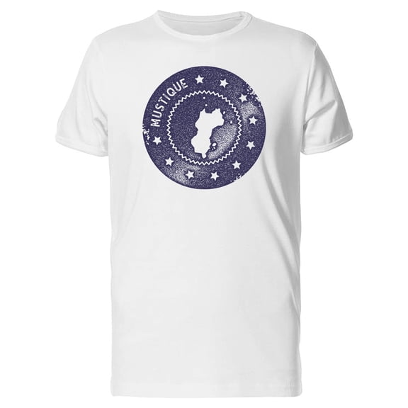 Mustique Grunge Map T-Shirt Men -Image by Shutterstock, Male x-Large