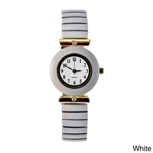 JF Collections JF Collections Inc Women's Stretch Band Watch with Round Faux Marble Bezel