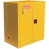 Global Industrial 237777 Flammable Cabinet Manual Close Double Door 120 gal, Yellow - 59 x 35 x 65 in.