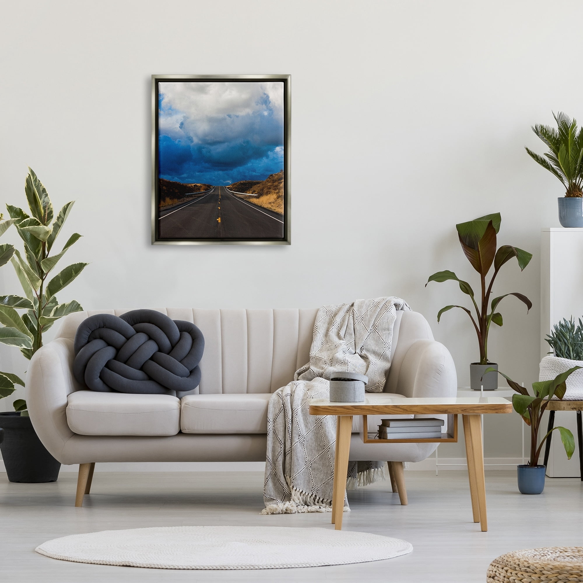 Stupell Industries Highway Road Low Hanging Clouds Rural Countryside Photograph Luster Gray Floating Framed Canvas Print Wall Art, Design by Steve Smith