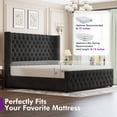 thumbnail image 6 of VanAcc 6.3" Thick Wrap Me Up Fluted King Bed by Modern, Black Velvet, 6 of 10