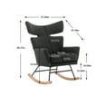 thumbnail image 7 of Fish Tail Living Room Chair, Accent Rocking Chair with High Back and Armrest, Upholstered Rocking Armchair Leisure Glider Rocker with Wood Base for Apartment, Office, Home, Black, 7 of 7