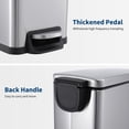 thumbnail image 3 of Slim 12 Gallon Kitchen Step Trash Can, Soft Close Lid Stainless Steel Garbage Bin with Inner Bucket, Space Saving for Home Office Bathroom Narrow Spaces - Silver, 3 of 7