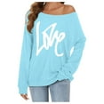 thumbnail image 2 of Women's Plus Size Casual Long Sleeve Off Shoulder Top Letter Print Comfortable Blouse Loose Fit Tunic Stylish Fall Fashion, 2 of 2
